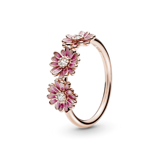 Anel Rose Trio De Margaridas Pink