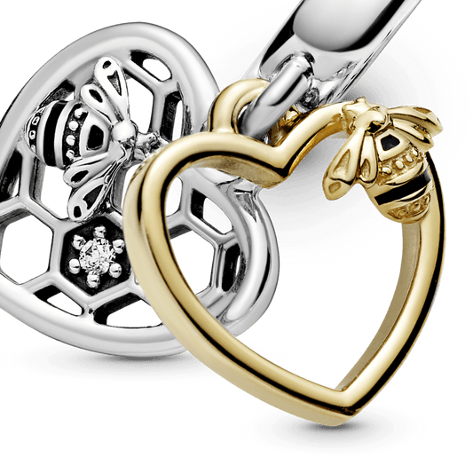 Charm Pendente Abelhas e Coração