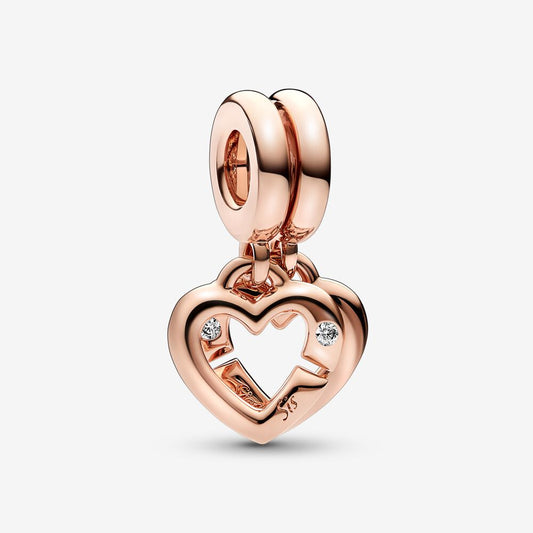Charm Pendente Corações de Irmãs Ligadas