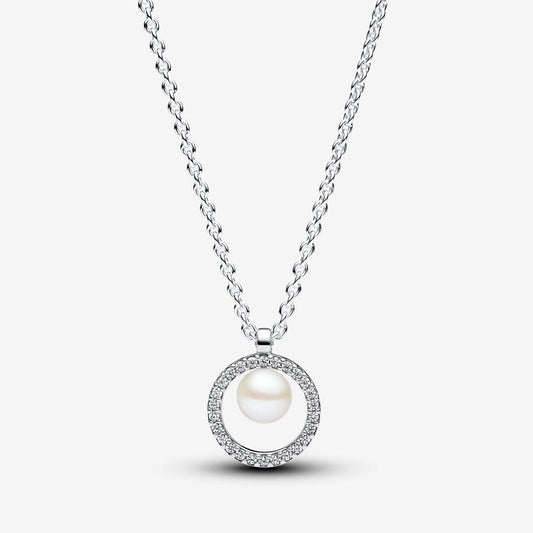 Colar Circulo Pave e Perola