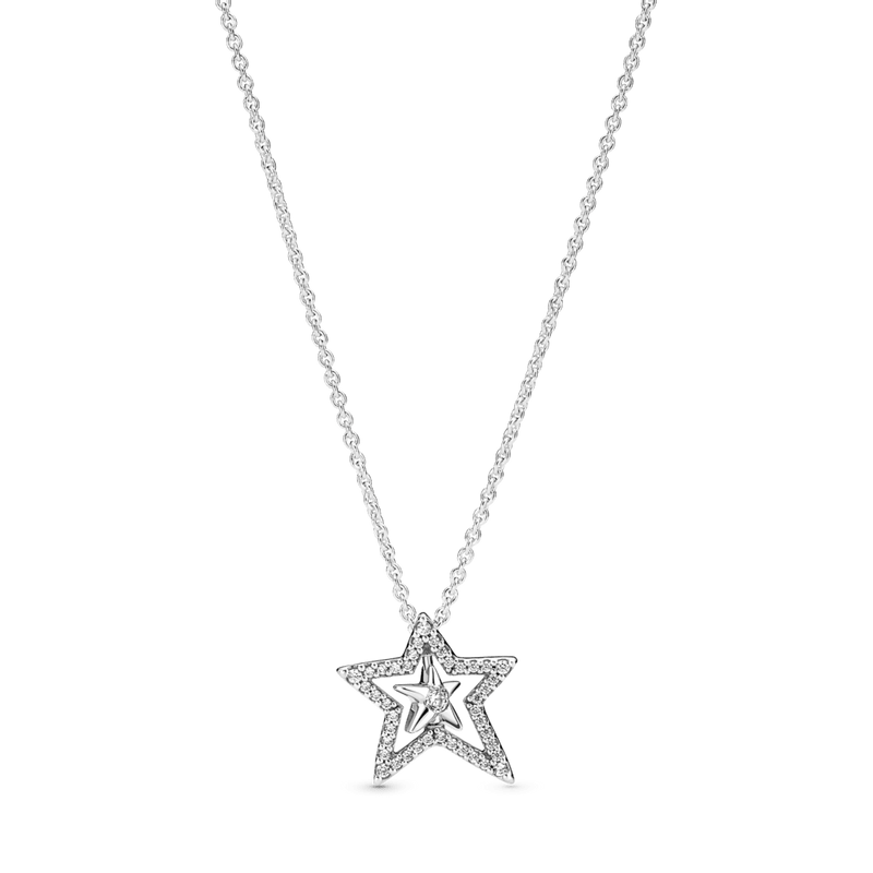 Colar Estrela Assimetrica em Pave