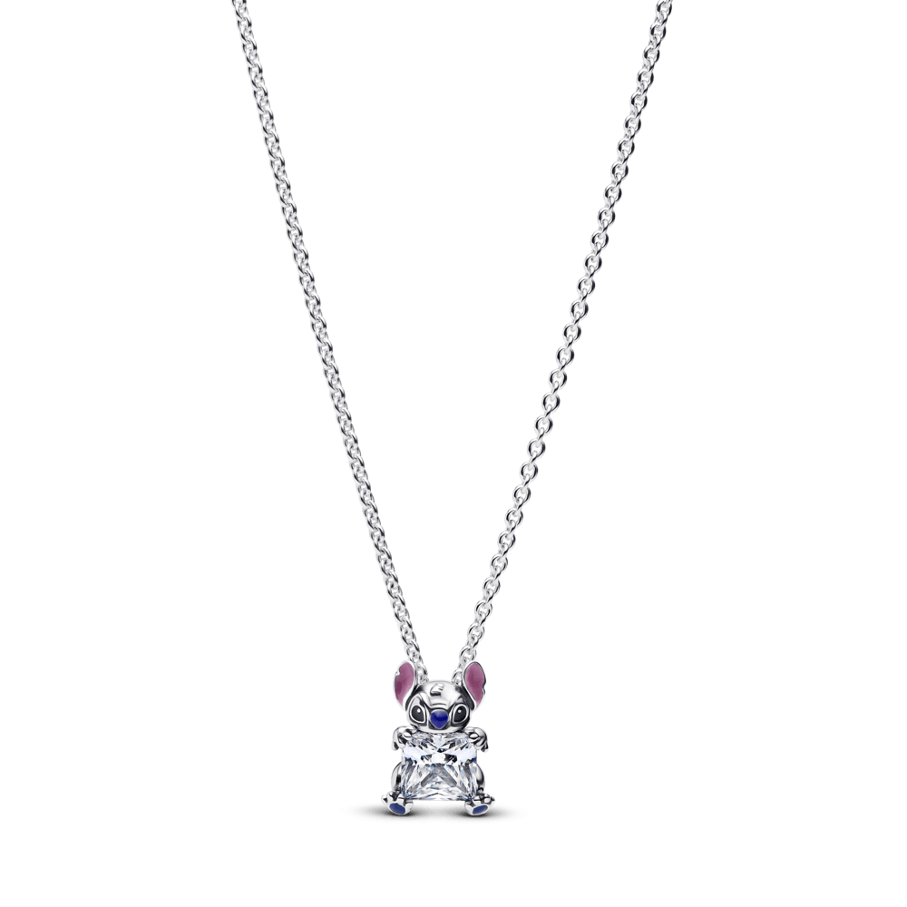 Colar de Prata Disney Stitch Brilhante Pendente 45 cm