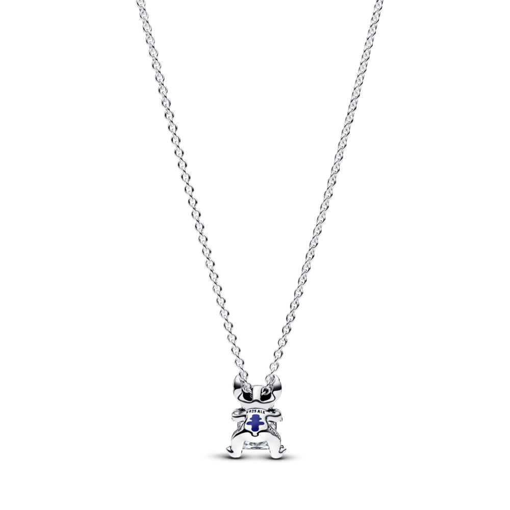 Colar de Prata Disney Stitch Brilhante Pendente 45 cm