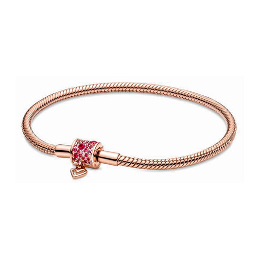 Pulseira com Coração Rosa Brilhante