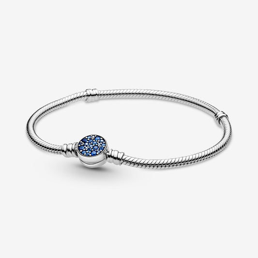 Pulseira de Corrente com Fecho de Disco Azul Brilhante