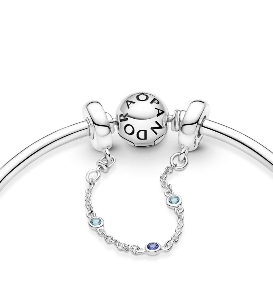 Corrente de Segurança Prata com Pedras Azuis