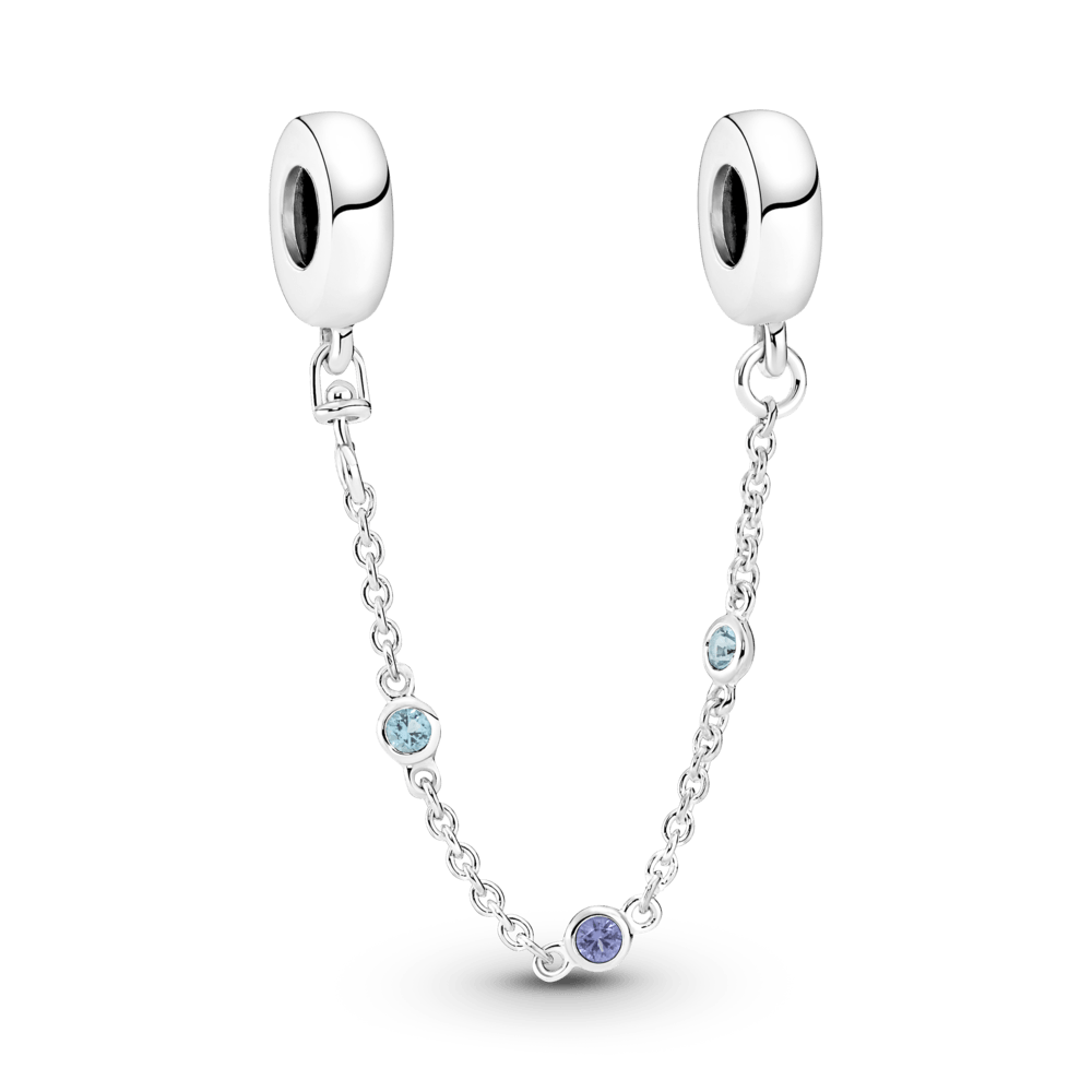 Corrente de Segurança Prata com Pedras Azuis