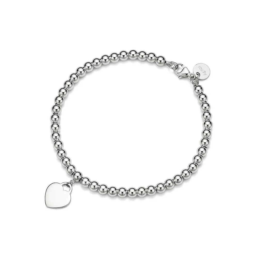Pulseira de Contas em Prata de Lei com Zircônia