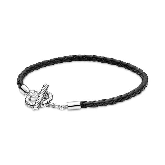 Pulseira de Couro e Fecho em T