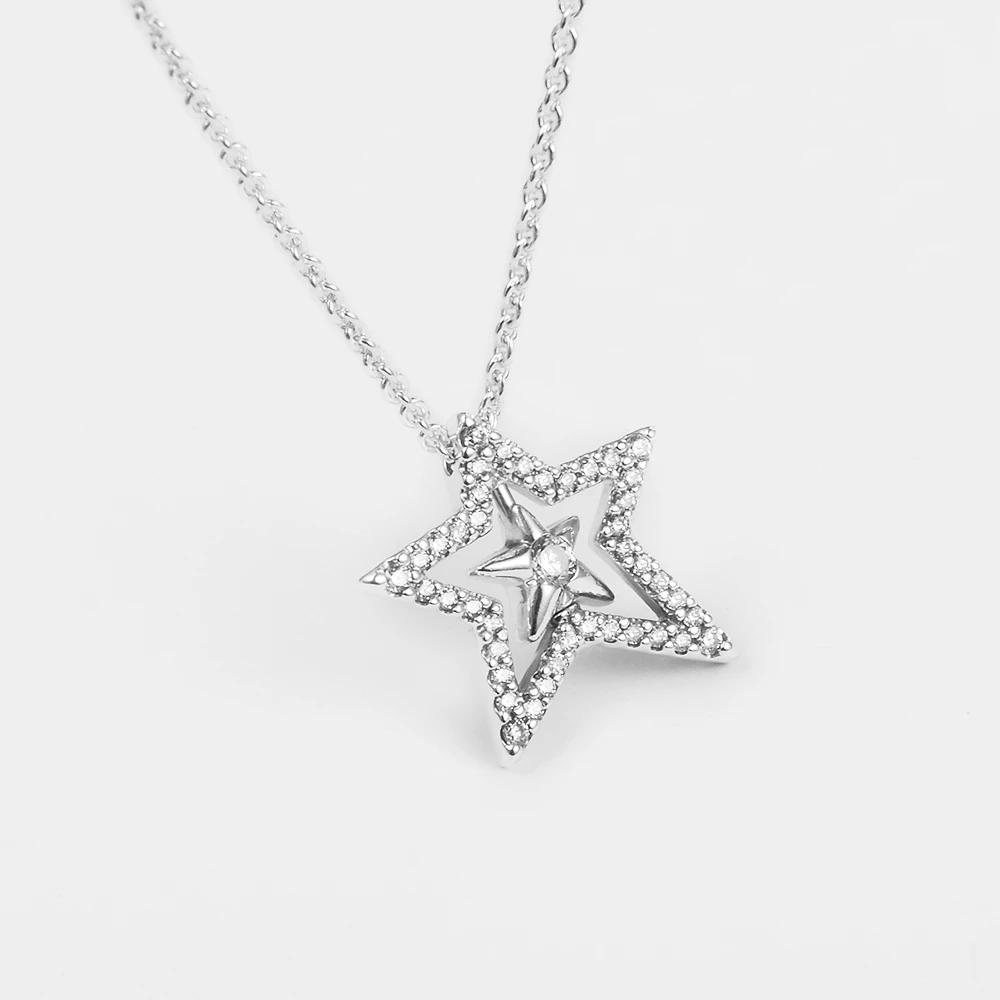 Colar Estrela Assimetrica em Pave