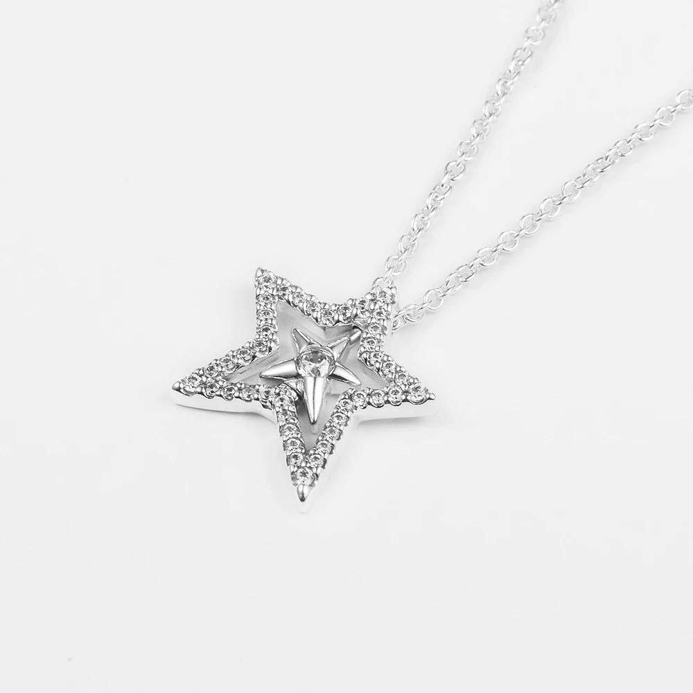 Colar Estrela Assimetrica em Pave
