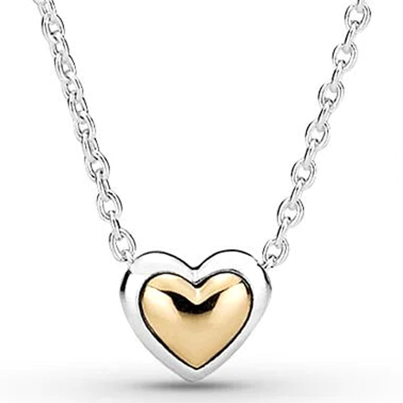 Colar de Coração Dourado em Domo
