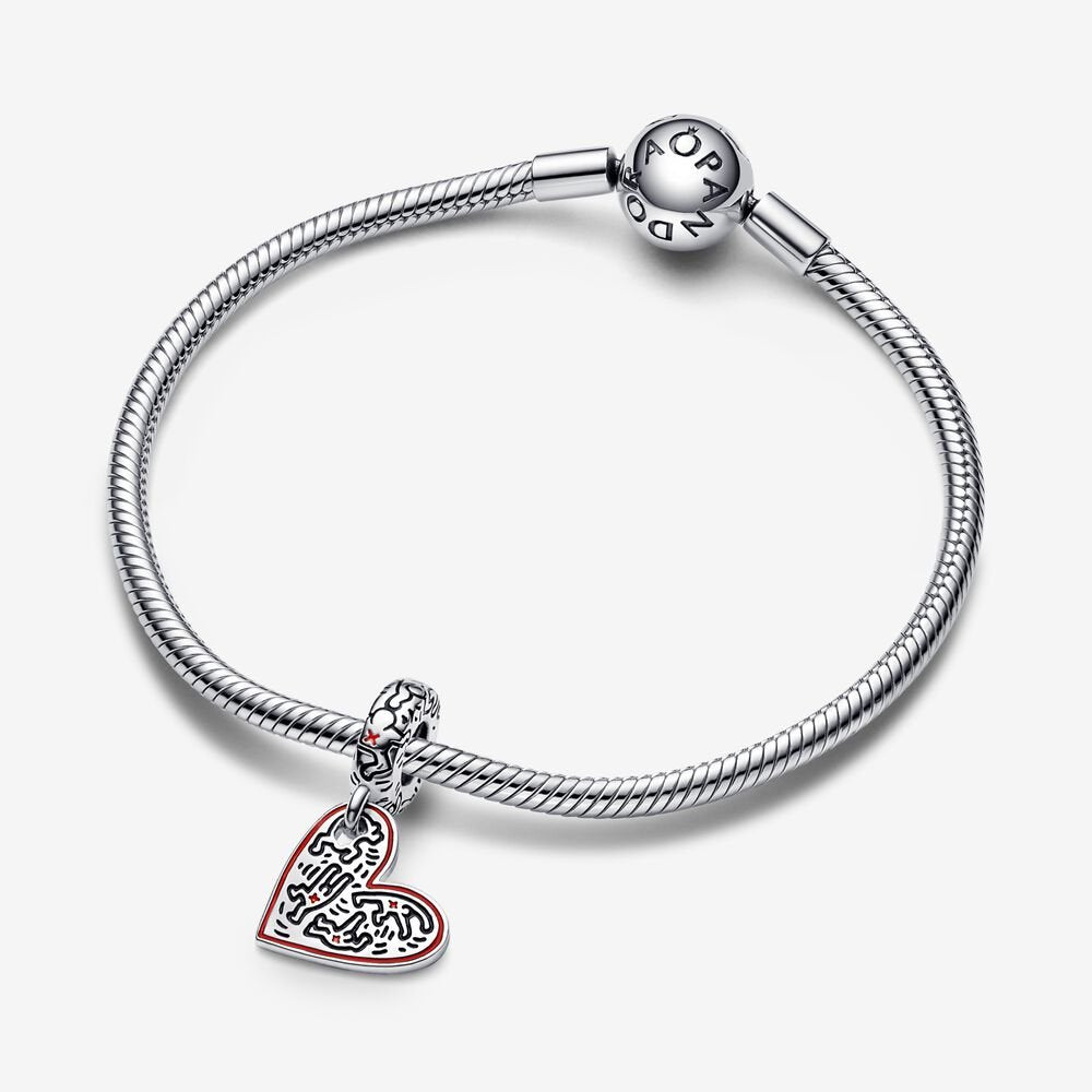 Charm de Arte de Linha Pessoas Coração