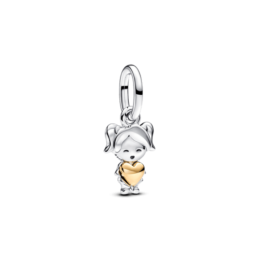 Charm Pendente Pingente Mãe De Menina Em Dois Tons