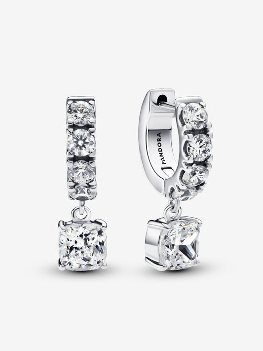 Brincos de Argola Zirconias Quadradas
