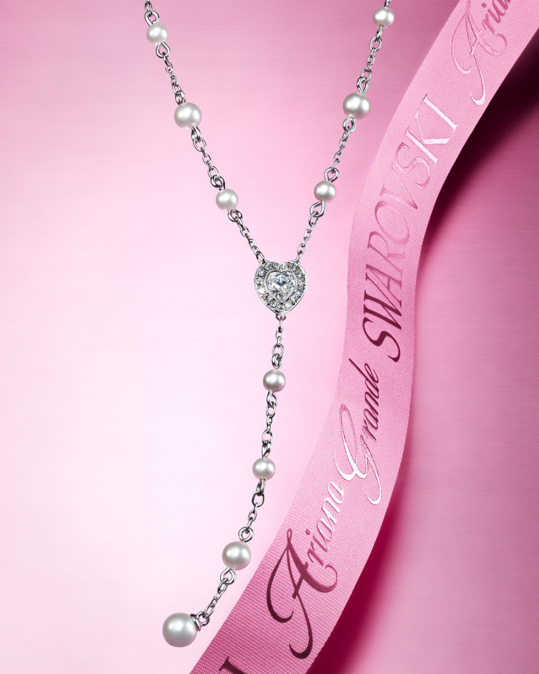Colar 'Y' Terço Ariana Grande Swarovski Pérolas