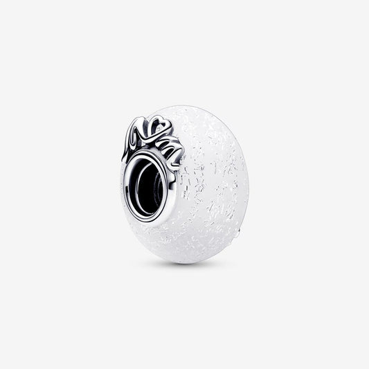 Charm Amor e Mãe Branco Brilhante Murano