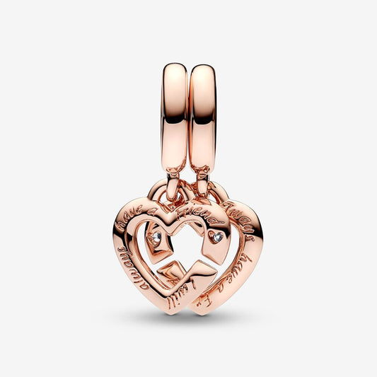 Charm Pendente Corações de Irmãs Ligadas