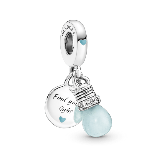 Charm Pendente Duplo Lampada Que Brilha No Escuro