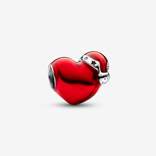 Charme de Natal Coração Vermelho Metálico