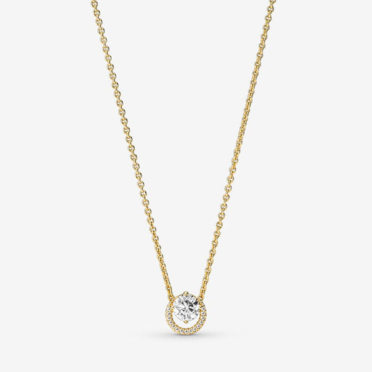 Colar Collier com Pingente Halo Redondo Cintilante