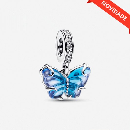 Charm Borboleta Azul Murano