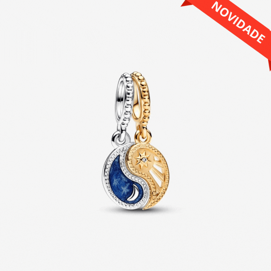 Charm Pendente Sol e Lua divisíveis em dois tons