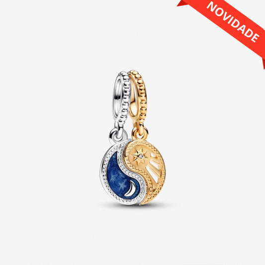 Charm Pendente Sol e Lua divisíveis em dois tons