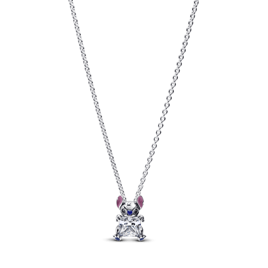 Colar de Prata Disney Stitch Brilhante Pendente 45 cm