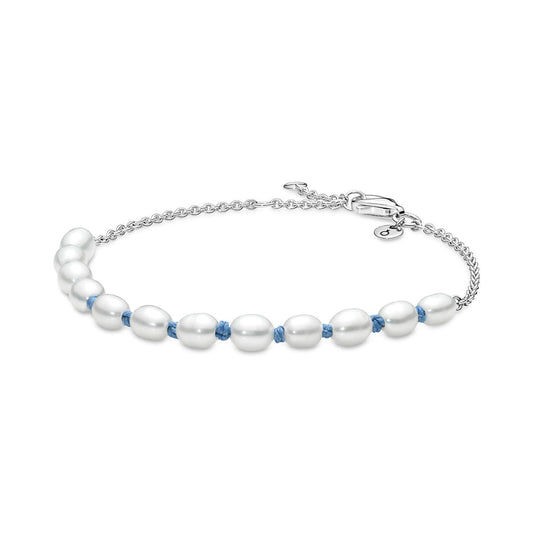 Pulseira de Corrente de Fio Azul de Pérola