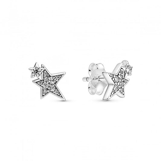 Brincos de Estrelas Assimétricas Cintilantes