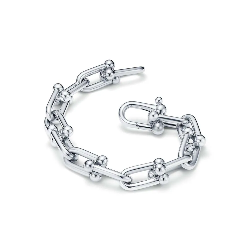 Pulseira de Elos Médios em Prata de Lei