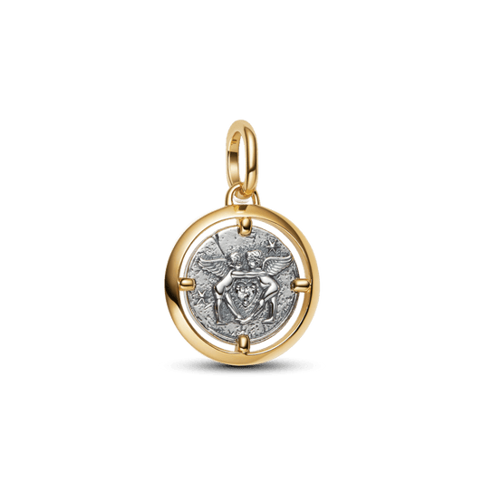 Charm Medalhão Anjos Dois Tons