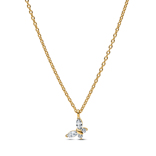 Colar Ouro Pingente Borboleta Brilhante