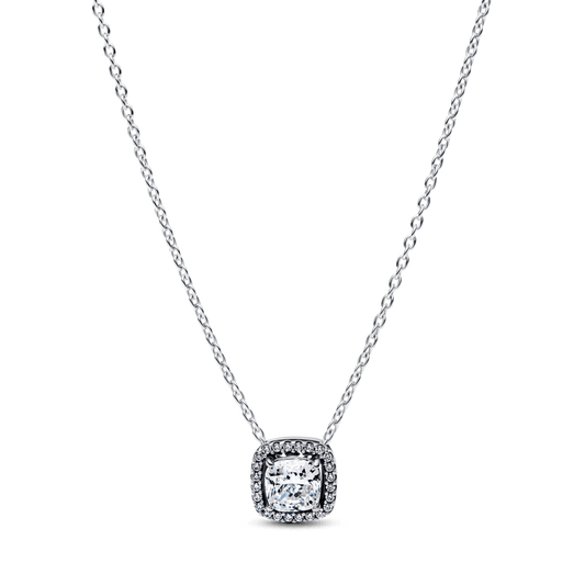 Colar De Prata Pingente Quadrado Brilhante