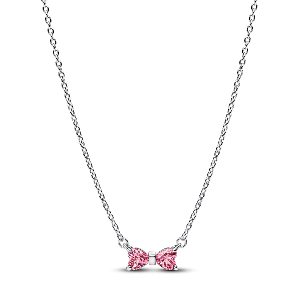 Colar De Prata Pingente Laco Rosa