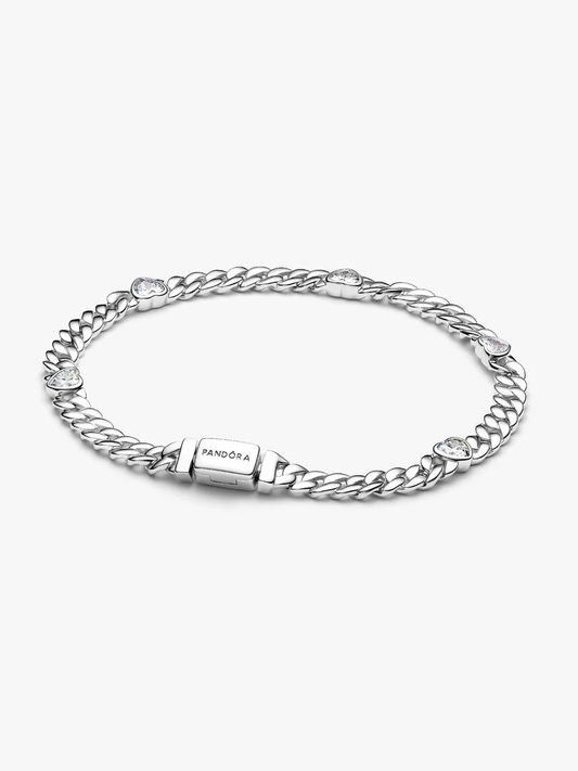 Pulseira Corrente Cubana com Coração