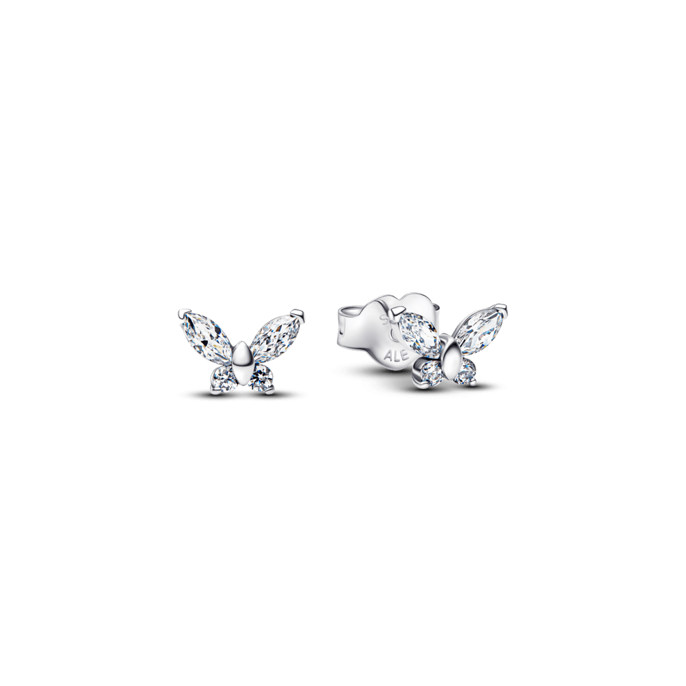 Brinco De Prata Pequena Borboleta Brilhante