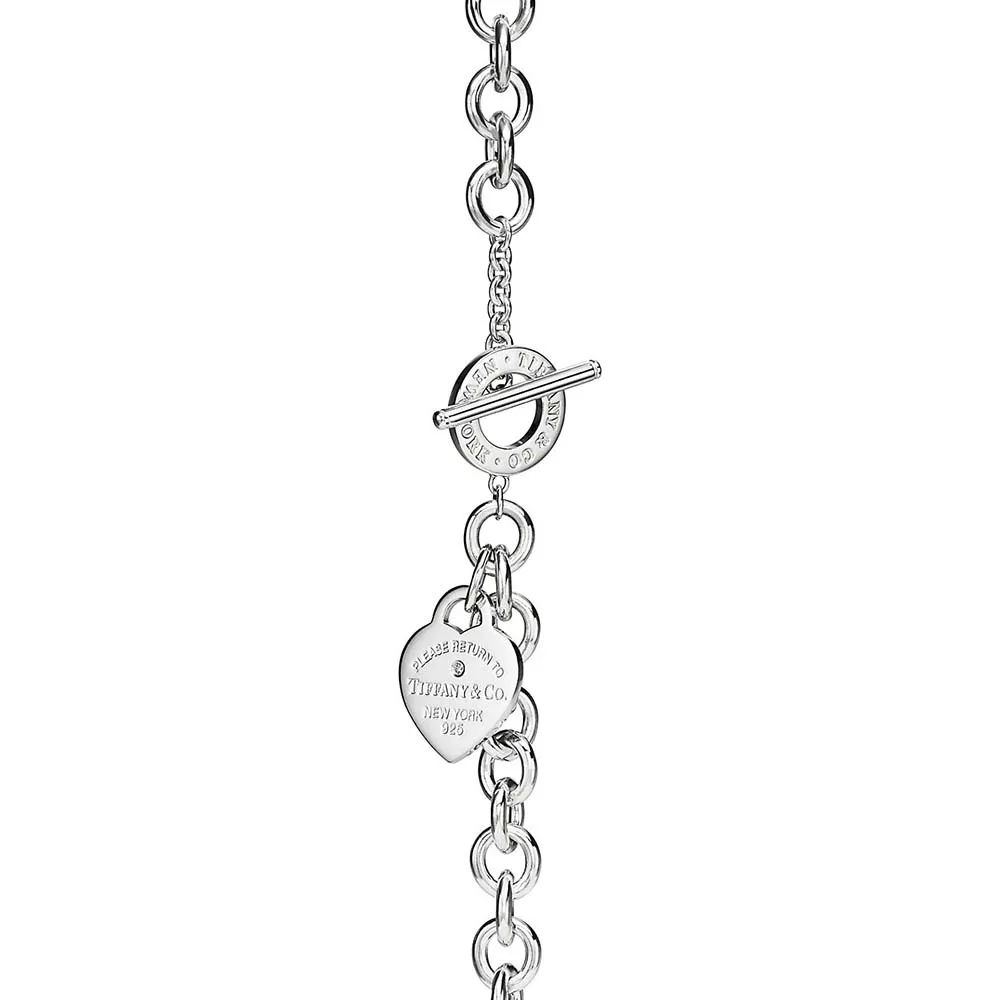 Pulseira com Coração em Prata de Lei com Zirconia  Comprimento de 17,7 cm