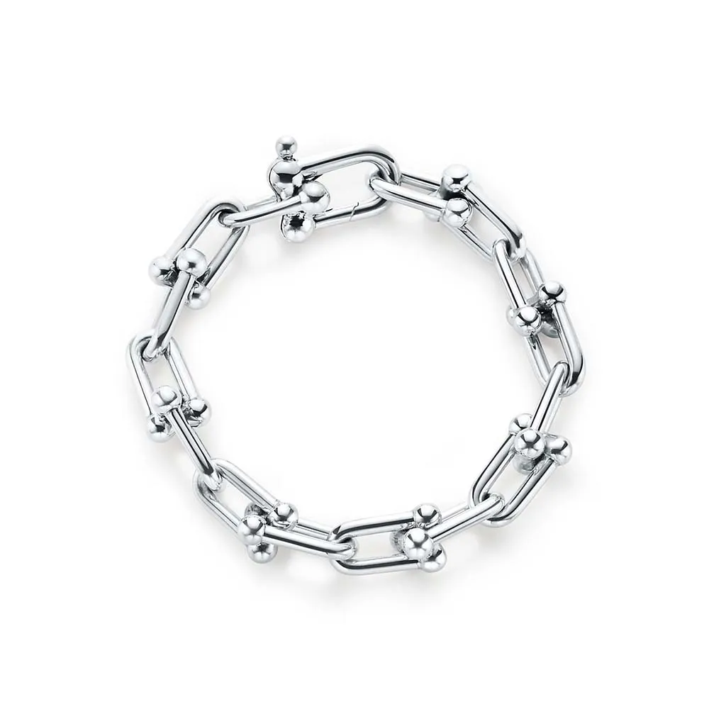 Pulseira de Elos Médios em Prata de Lei