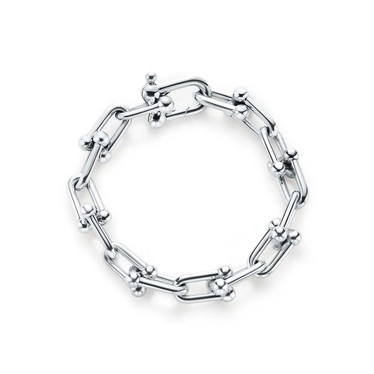Pulseira de Elos Médios em Prata de Lei