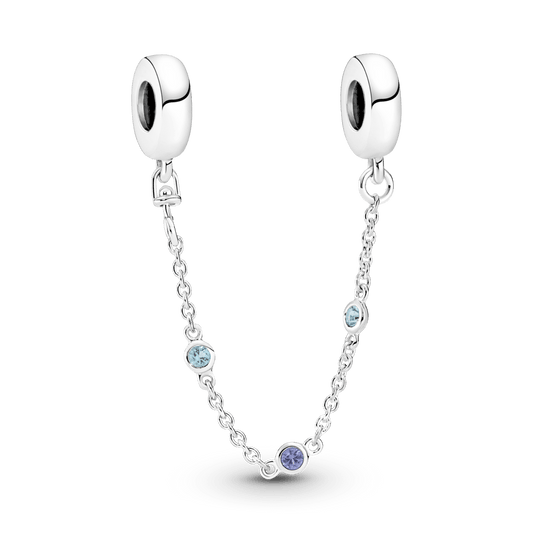 Corrente de Segurança Prata com Pedras Azuis