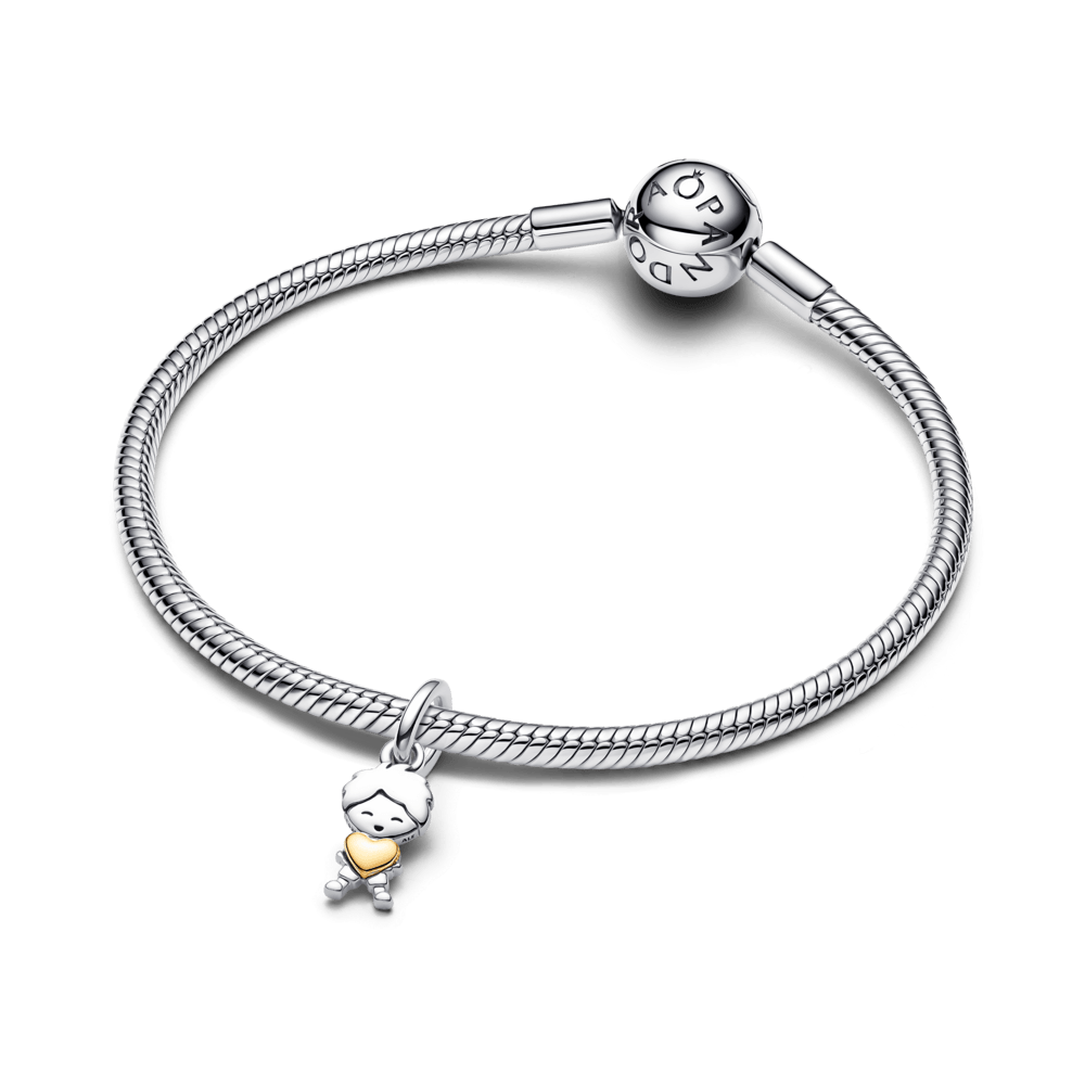 Charm Pendente Coração de Ouro  Em Dois Tons (Menino e Menina)