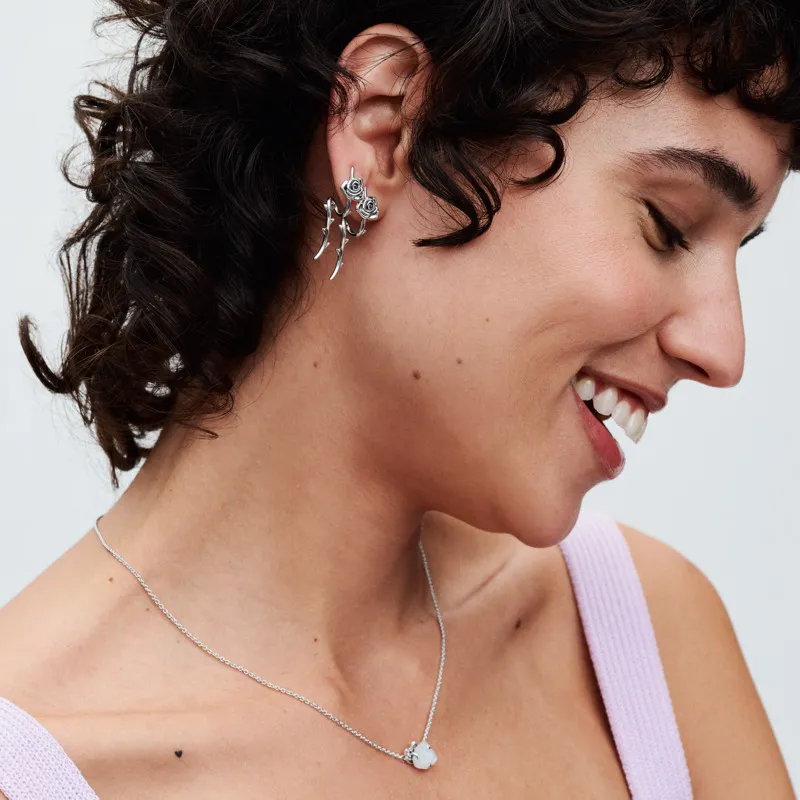 Colar Prata E Pingente Rosa Branca De Madrepérola