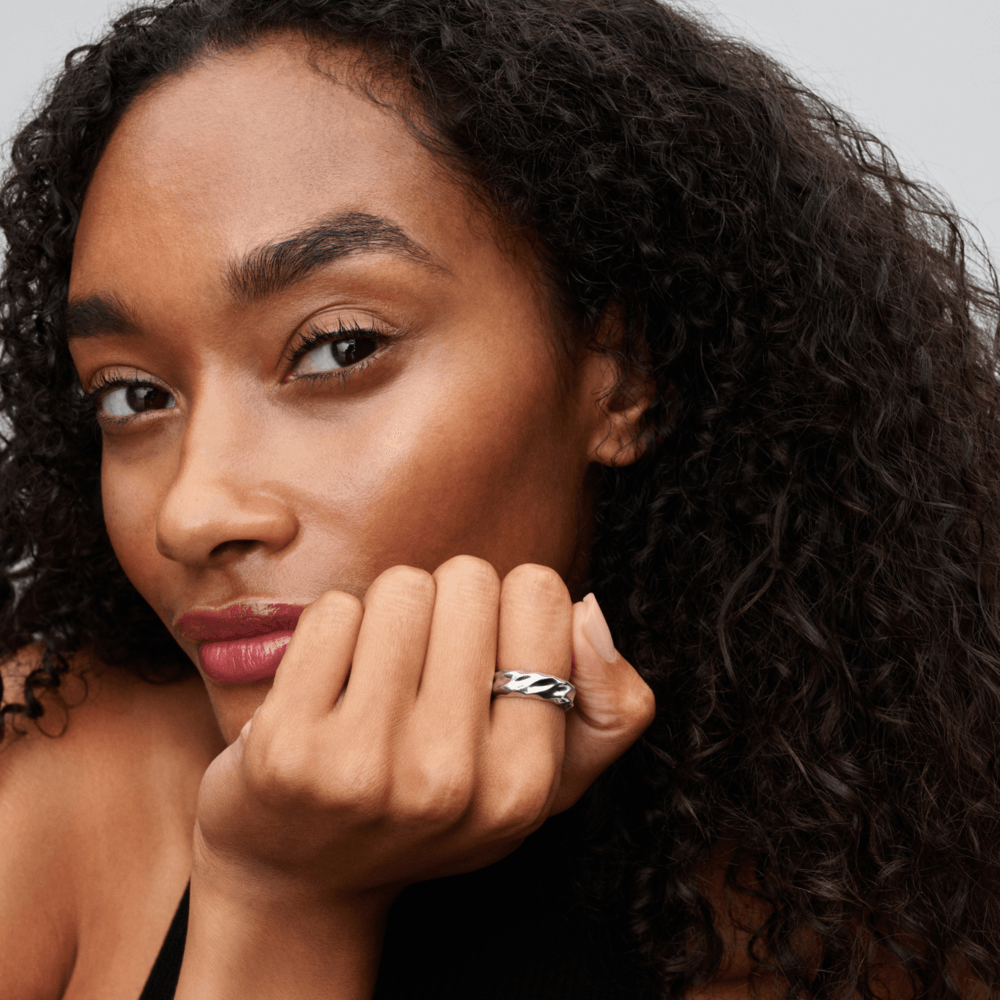 Aliança de Namoro Prata Anel Aro Largo Torcido