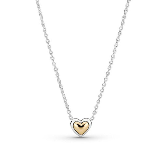 Colar de Coração Dourado em Domo